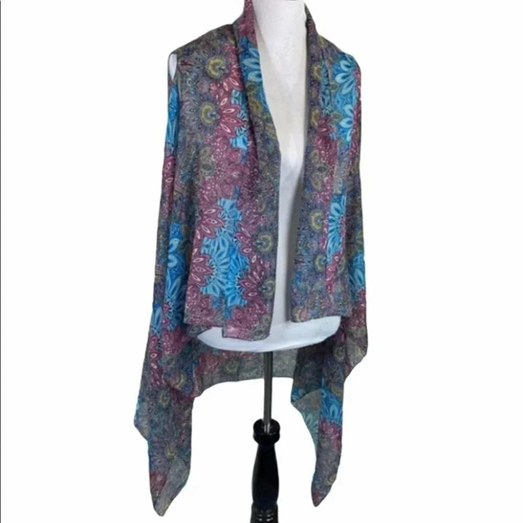Sheer Boho hippie multicolor asymmetrical vest‎ - Picture 2 of 6